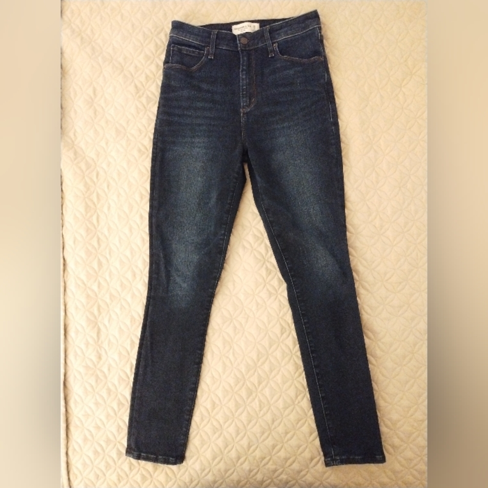 Abercrombie & Fitch Curve Love the Super Skinny High Rise Dark Wash Stretch